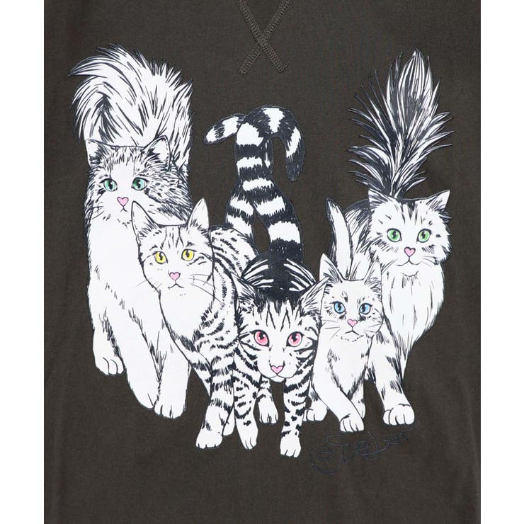 にらめっこネコちゃん ワイドTシャツ | ScoLar | 詳細画像10 