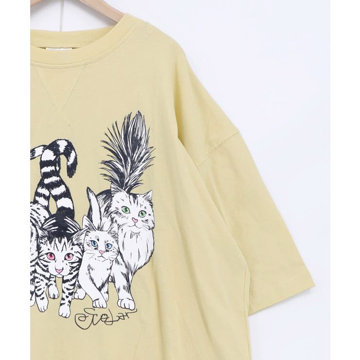 にらめっこネコちゃん ワイドTシャツ | ScoLar | 詳細画像14 