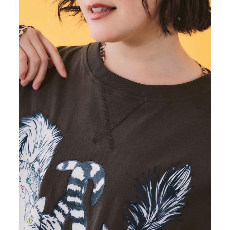 にらめっこネコちゃん ワイドTシャツ | ScoLar | 詳細画像5 