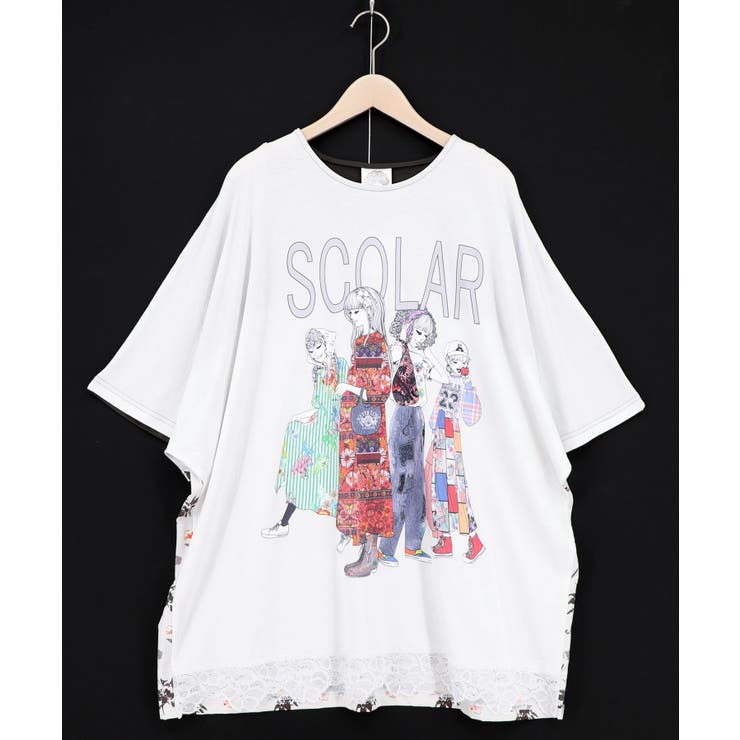 オフホワイト | スカラーガールズ レース付きTシャツ | ScoLar