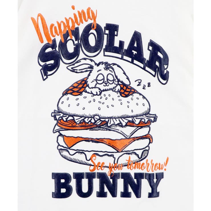 お昼寝ウサギinスカラーバーガー柄Tシャツ | ScoLar | 詳細画像10 