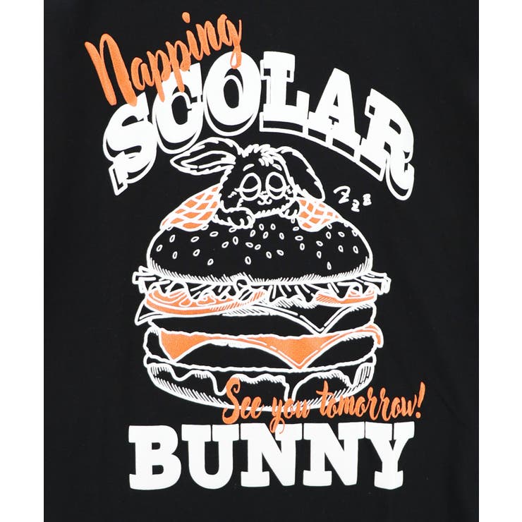 お昼寝ウサギinスカラーバーガー柄Tシャツ | ScoLar | 詳細画像11 