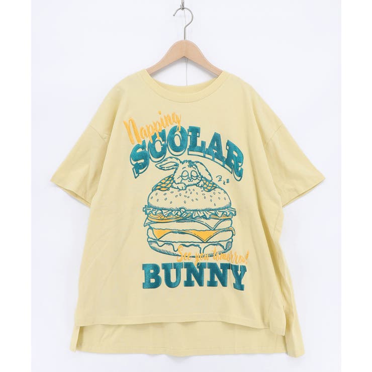 イエロー | お昼寝ウサギinスカラーバーガー柄Tシャツ | ScoLar