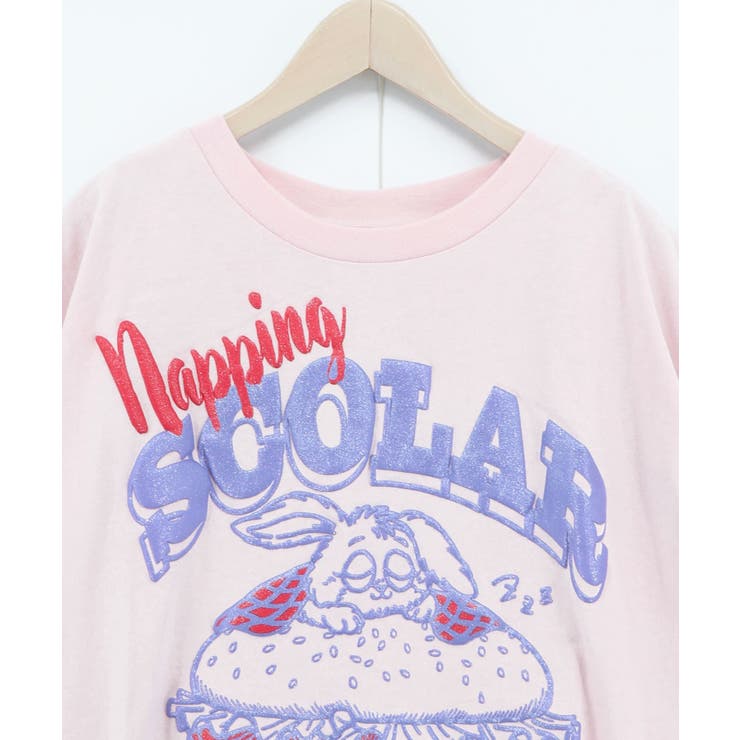お昼寝ウサギinスカラーバーガー柄Tシャツ | ScoLar | 詳細画像14 