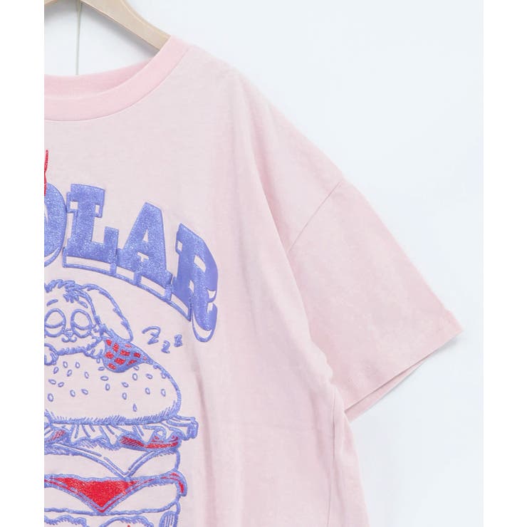 お昼寝ウサギinスカラーバーガー柄Tシャツ | ScoLar | 詳細画像15 
