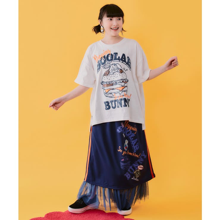 お昼寝ウサギinスカラーバーガー柄Tシャツ | ScoLar | 詳細画像1 