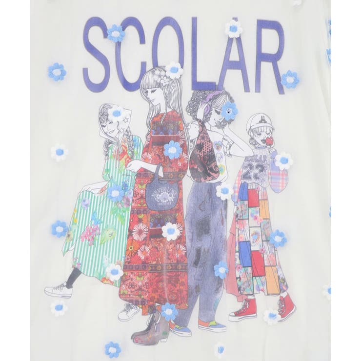 スカラーガールズ 花刺繍チュール重ねTシャツ | ScoLar | 詳細画像7 