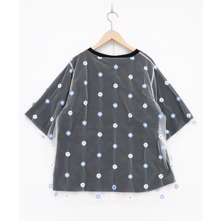 スカラーガールズ 花刺繍チュール重ねTシャツ | ScoLar | 詳細画像9 