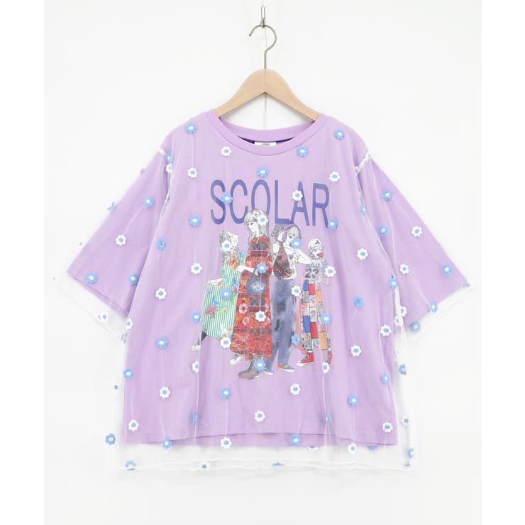 スカラーガールズ 花刺繍チュール重ねTシャツ | ScoLar | 詳細画像11 
