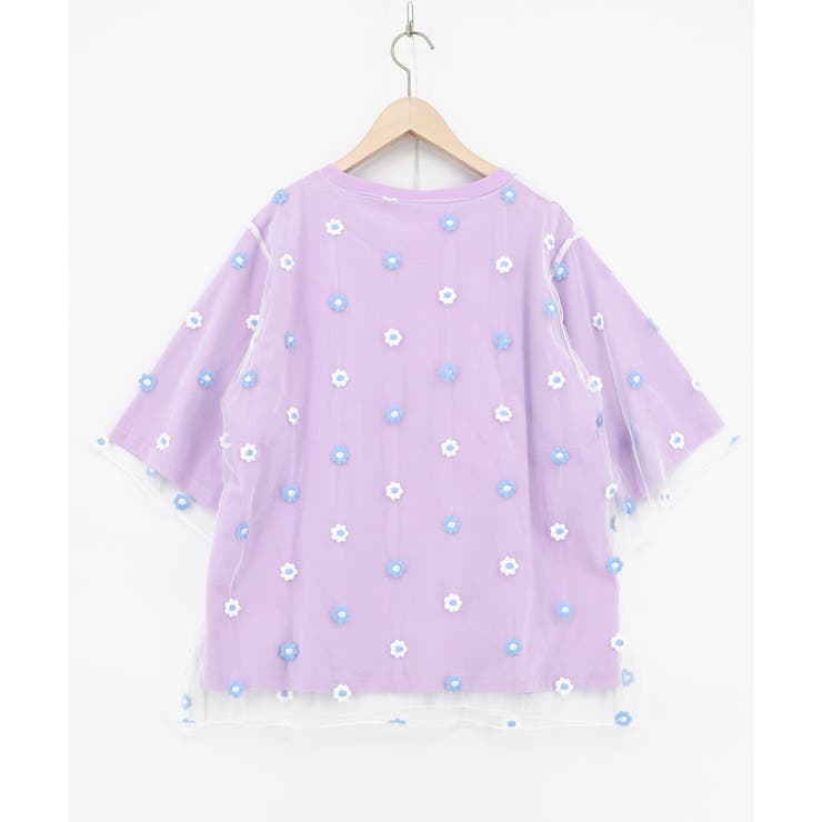 スカラーガールズ 花刺繍チュール重ねTシャツ | ScoLar | 詳細画像12 
