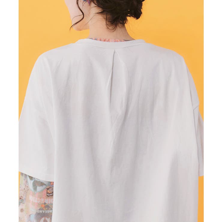 レースリボン付き 花ネコ柄Tシャツ | ScoLar | 詳細画像7 