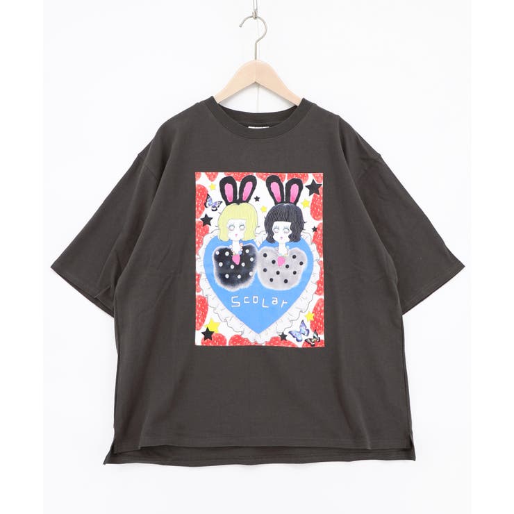 チャコールグレー | 【イラスト募集】フラゴラ・ツインズ柄Tシャツ | ScoLar