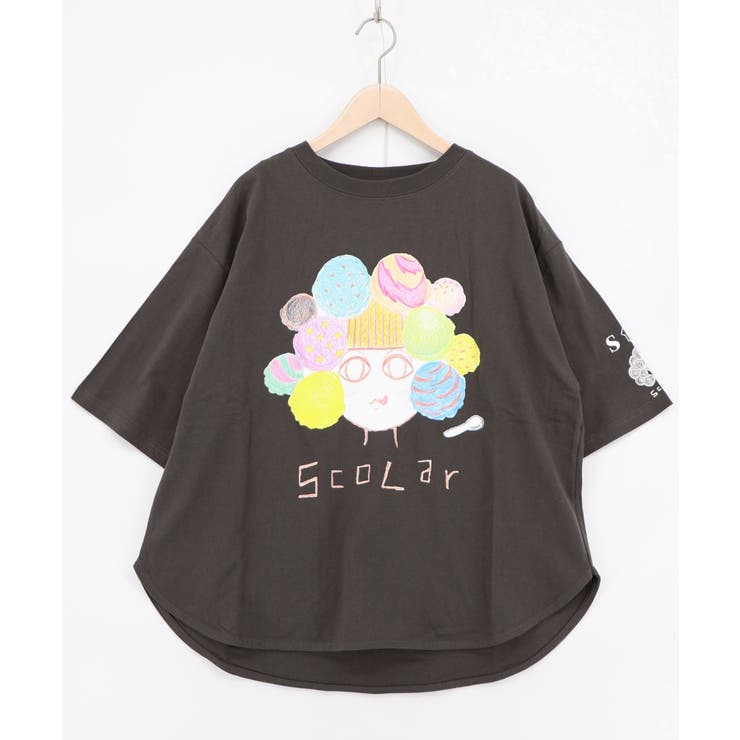 チャコールグレー | 【イラスト募集】頭の中はアイスクリームでいっぱい柄Tシャツ | ScoLar