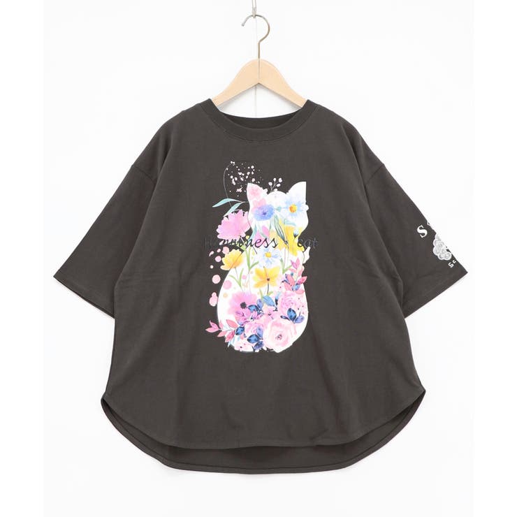 チャコールグレー | 【イラスト募集】ハピネス・キャット柄Tシャツ | ScoLar
