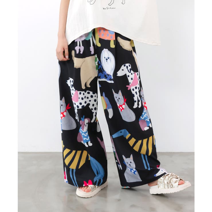 ブラック | 3柄展開 リラックスワイドパンツ | ScoLar