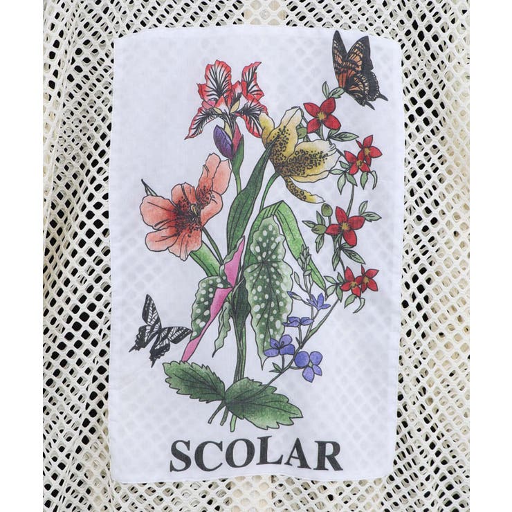 熱帯花柄アップリケ付き ライン入りメッシュパーカー | ScoLar | 詳細画像12 