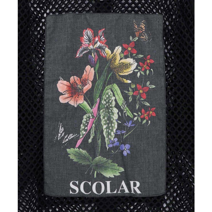 熱帯花柄アップリケ付き ライン入りメッシュパーカー | ScoLar | 詳細画像15 