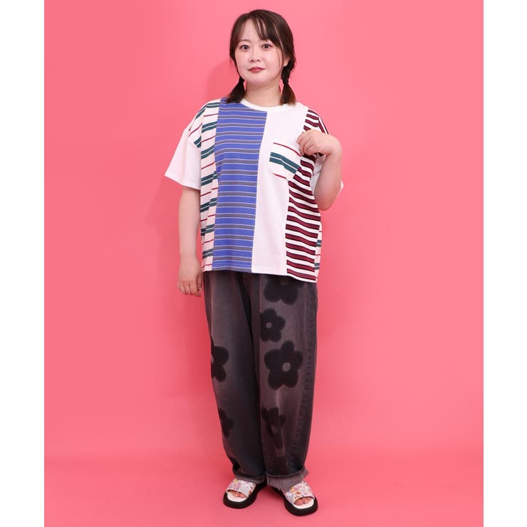 ボーダー切替 スカラーちゃんバックプリントTシャツ | ScoLar | 詳細画像1 