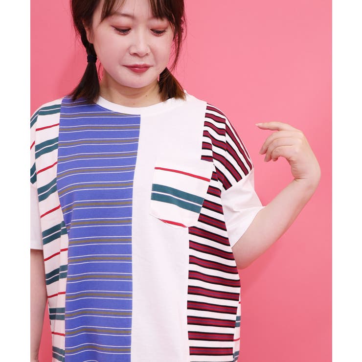 ボーダー切替 スカラーちゃんバックプリントTシャツ | ScoLar | 詳細画像3 