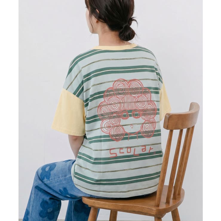 ボーダー切替 スカラーちゃんバックプリントTシャツ | ScoLar | 詳細画像6 