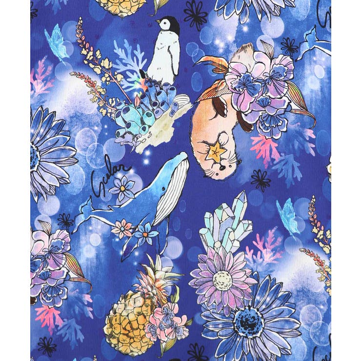 お花いっぱい水族館柄 キャミワンピース | ScoLar | 詳細画像7 
