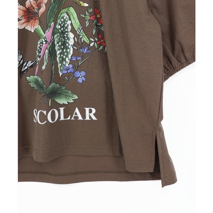 熱帯花柄 袖ギャザー入りTシャツ | ScoLar | 詳細画像17 