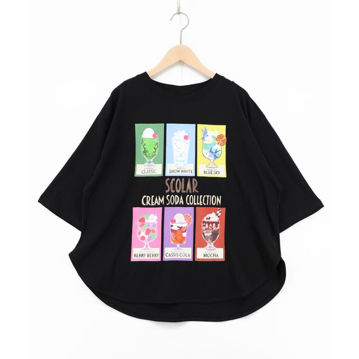 ブラック | スカラークリームソーダコレクション柄Tシャツ | ScoLar