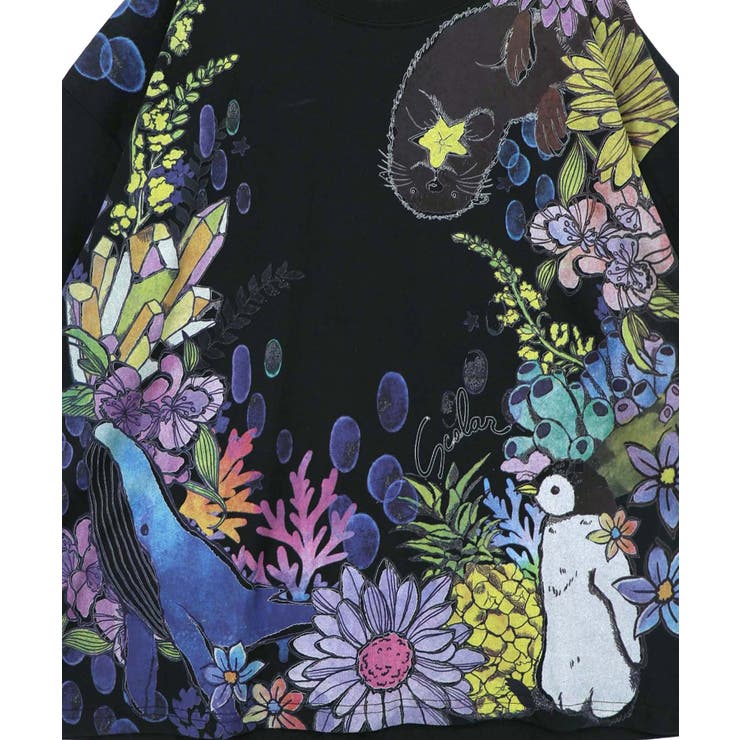 お花いっぱい水族館柄Tシャツ | ScoLar | 詳細画像9 