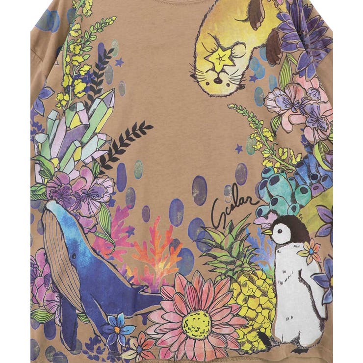 お花いっぱい水族館柄Tシャツ | ScoLar | 詳細画像10 