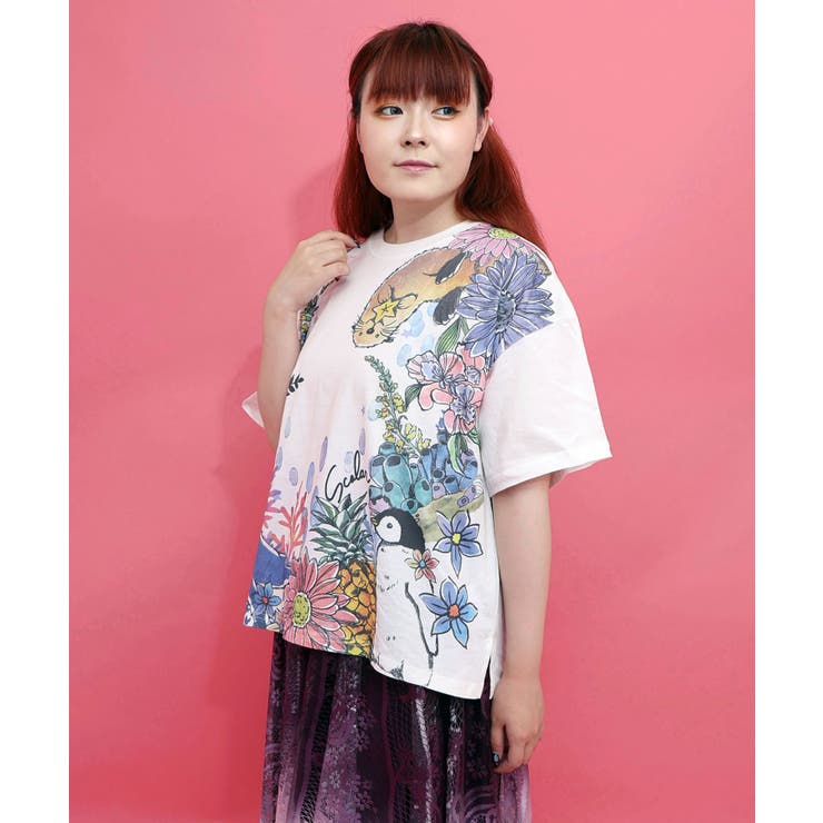 お花いっぱい水族館柄Tシャツ | ScoLar | 詳細画像2 