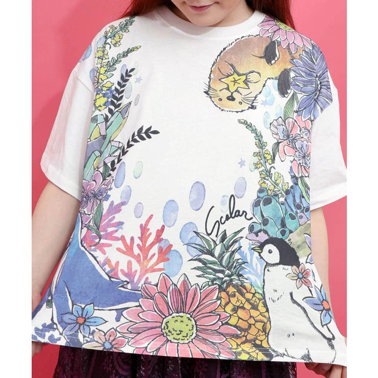 お花いっぱい水族館柄Tシャツ | ScoLar | 詳細画像4 