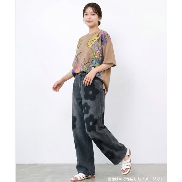 お花いっぱい水族館柄Tシャツ | ScoLar | 詳細画像5 