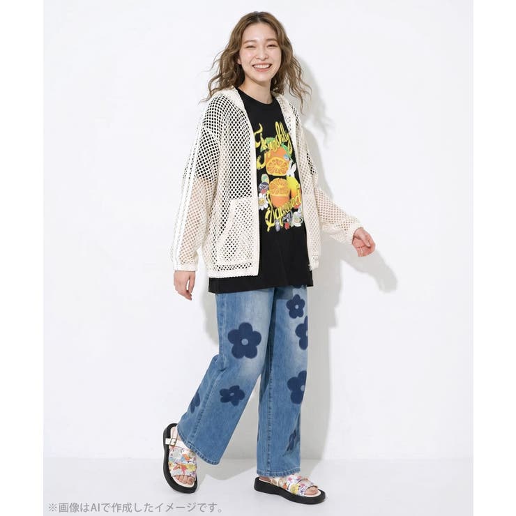 オレンジ大好きうさぎ柄 フリル付きTシャツ | ScoLar | 詳細画像2 