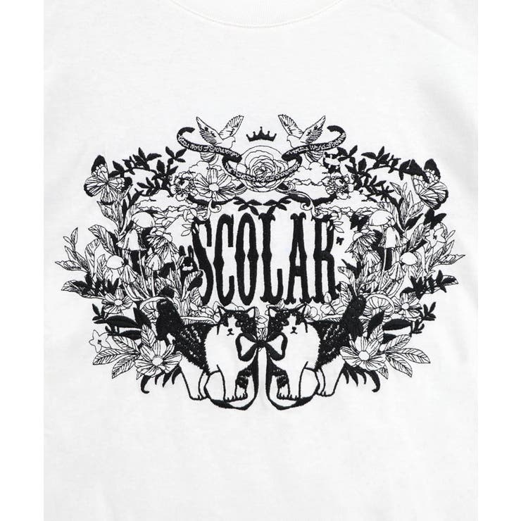 ロゴ＆ネコ 刺繍Tシャツ | ScoLar | 詳細画像7 