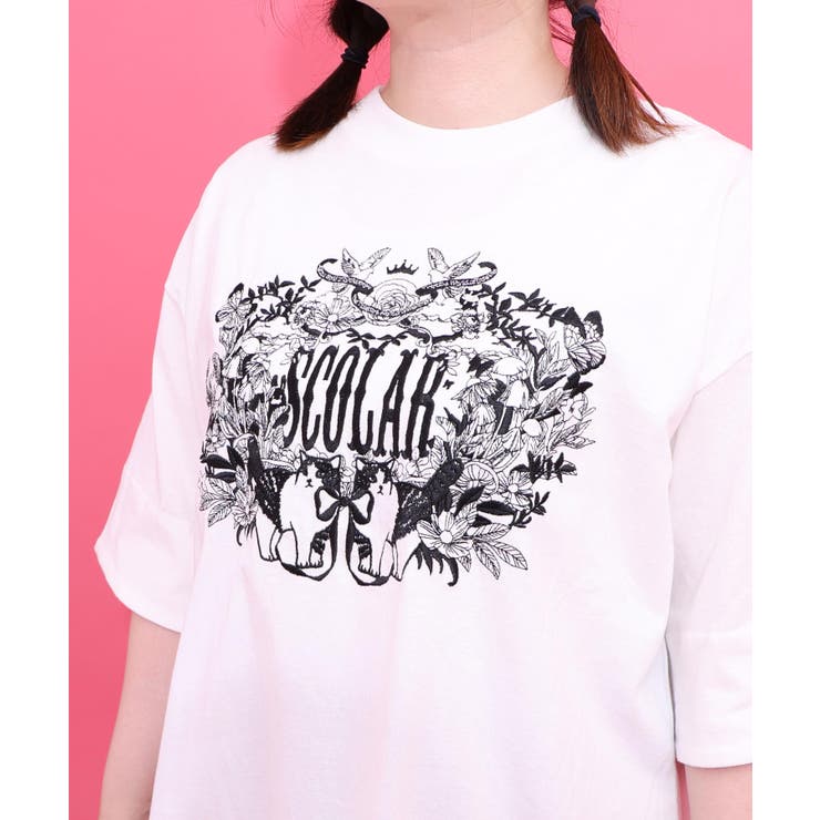 ロゴ＆ネコ 刺繍Tシャツ | ScoLar | 詳細画像2 