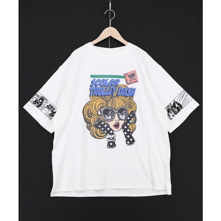 びっくりガール柄 四コマ風Tシャツ | ScoLar | 詳細画像10 