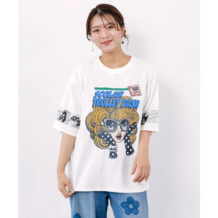 びっくりガール柄 四コマ風Tシャツ | ScoLar | 詳細画像1 