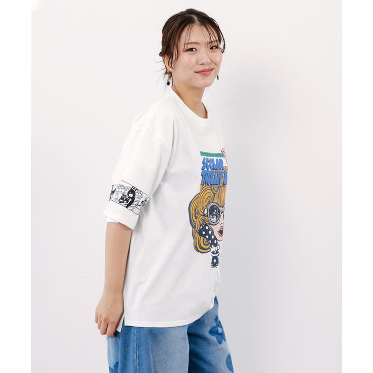 びっくりガール柄 四コマ風Tシャツ | ScoLar | 詳細画像4 