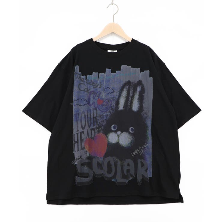 ブラック | もこもこラビル柄Tシャツ | ScoLar