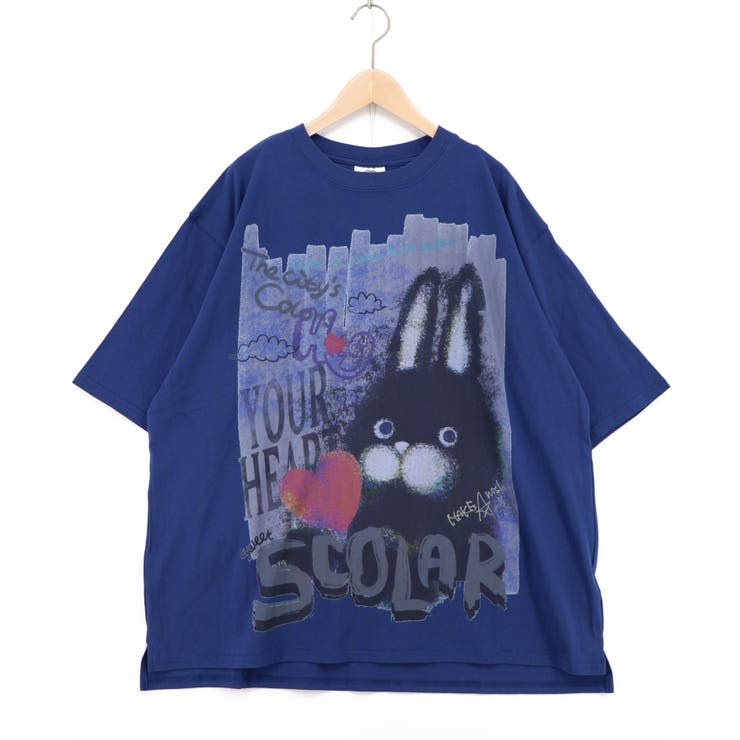 ネイビー | もこもこラビル柄Tシャツ | ScoLar