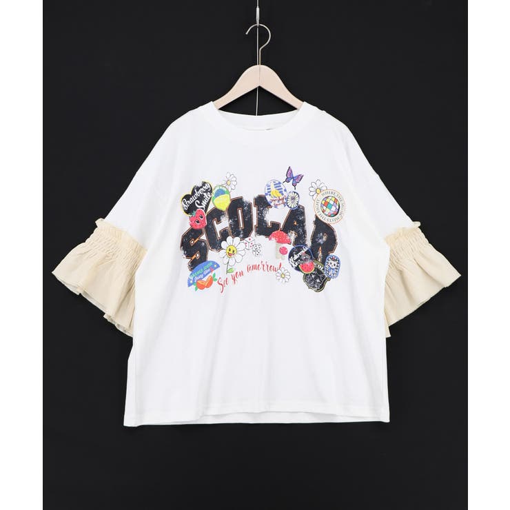 フリル袖付き ポップロゴTシャツ | ScoLar | 詳細画像8 