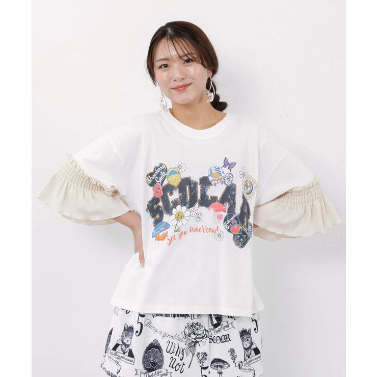フリル袖付き ポップロゴTシャツ | ScoLar | 詳細画像2 