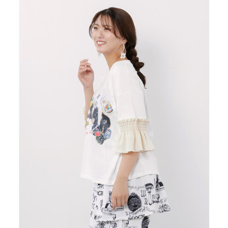 フリル袖付き ポップロゴTシャツ | ScoLar | 詳細画像3 