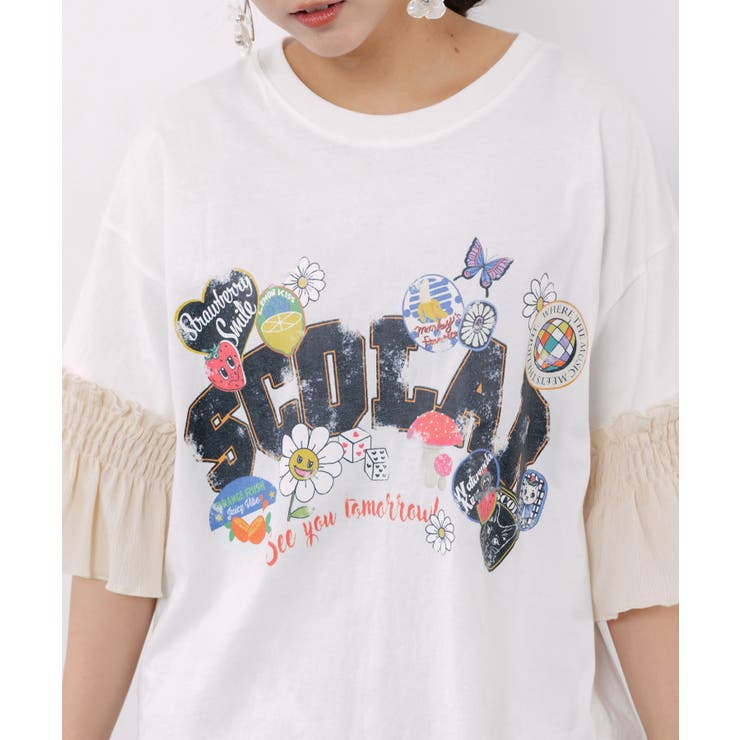 フリル袖付き ポップロゴTシャツ | ScoLar | 詳細画像6 