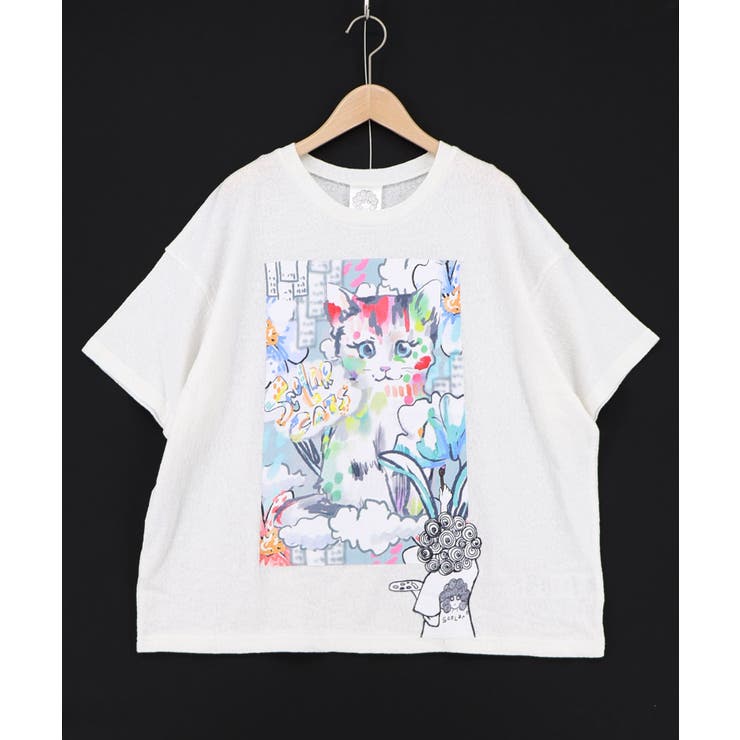 画家スカラーちゃん ネコ柄Tシャツ | ScoLar | 詳細画像7 