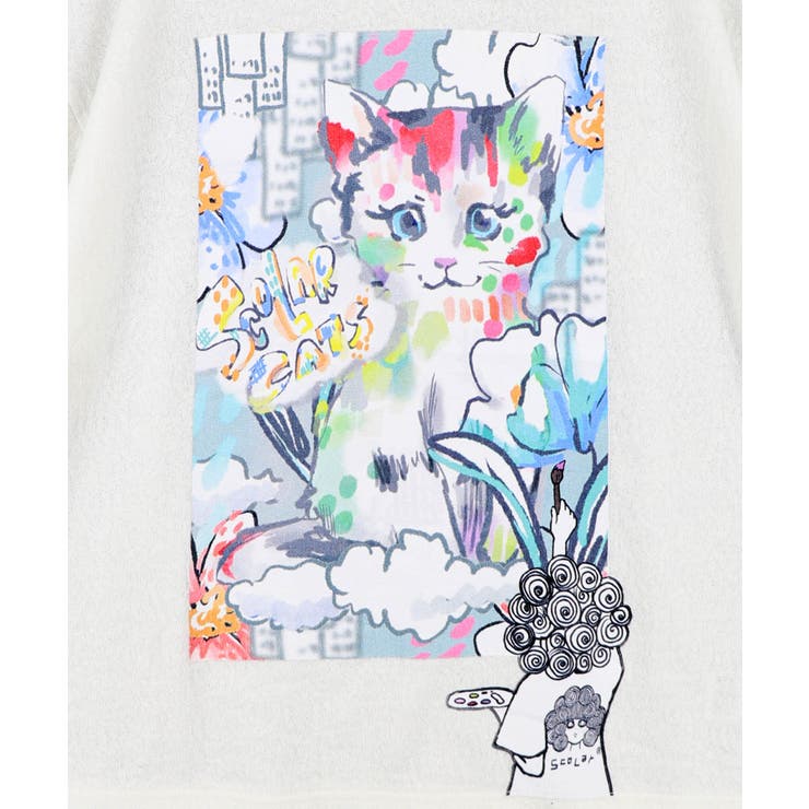 画家スカラーちゃん ネコ柄Tシャツ | ScoLar | 詳細画像8 