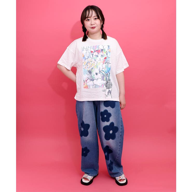 画家スカラーちゃん ネコ柄Tシャツ | ScoLar | 詳細画像1 