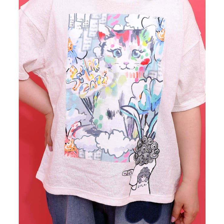画家スカラーちゃん ネコ柄Tシャツ | ScoLar | 詳細画像5 