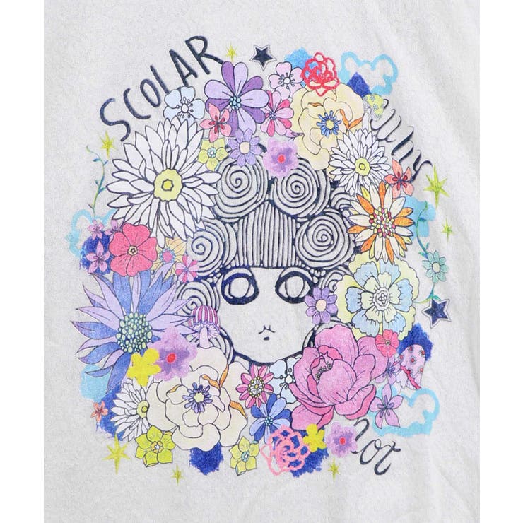 お花に埋もれるスカラーちゃん ジャガードTシャツ | ScoLar | 詳細画像5 