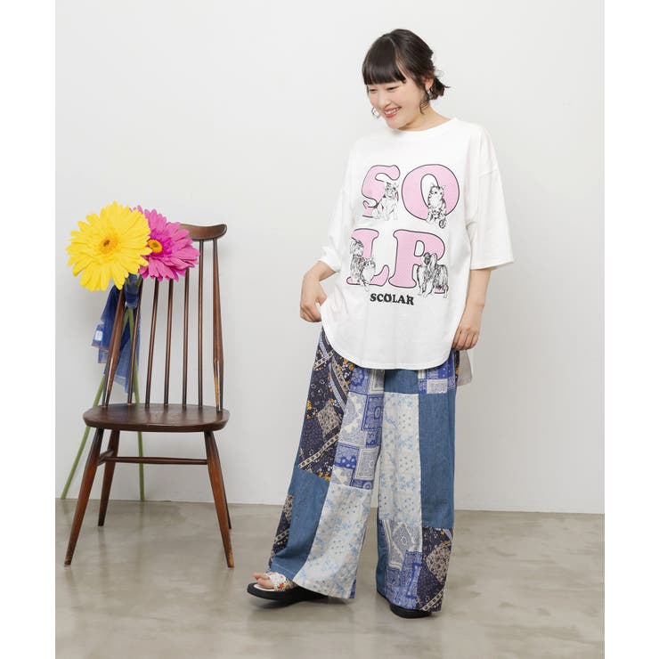 ドットスカラー わんにゃん柄Tシャツ | ScoLar | 詳細画像1 